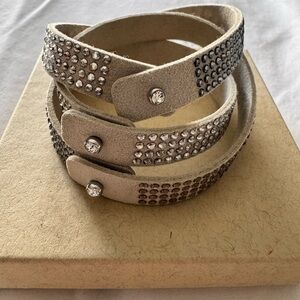 Touchstone Crystal Tri-Wrap Gray Bracelet